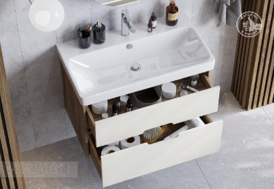 Тумба под раковину AQUATON Оливия 80 бежевый, дуб велл 1A283101OLVG0 фото в интернет-магазине Русалия