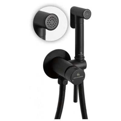 Гигиенический душ со смесителем встраиваемый Grocenberg GB001BL, черный фото в интернет-магазине Русалия