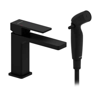 530300300 Gala смеситель для умывальника с гигиеническим душем, черный матовый Damixa фото в интернет-магазине Русалия