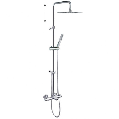 Душевая термостатическая система наружнего монтажа с телескопическим тропическим душем и душевым комплектом с изливом AROLA 265602RK250 Ramon Soler фото в интернет-магазине Русалия