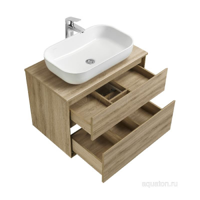 Тумба под раковину AQUATON Либерти 75 2 ящика, дуб эльвезия 1A279501LYC70 фото в интернет-магазине Русалия
