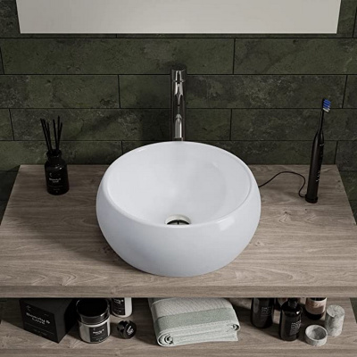 BOND S52-390 Раковина накладная круглая 40*40*15,5см белая фото в интернет-магазине Русалия