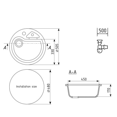 Кухонная мойка Ulgran U-108-344, ультра-черный фото в интернет-магазине Русалия