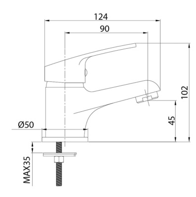 Смеситель для умывальника Milardo Simp (SIMSB00M01) фото в интернет-магазине Русалия