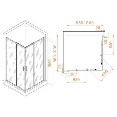 Душевой уголок RGW PA-39B 100х100, стекло - прозрачное, профиль черный фото в интернет-магазине Русалия