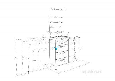 Тумба под раковину AQUATON Ария 50 Н белый 1A140201AA010 фото в интернет-магазине Русалия