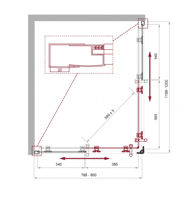 Душевой уголок BelBagno UNO-195-AH-2-120/80-C-Cr фото в интернет-магазине Русалия