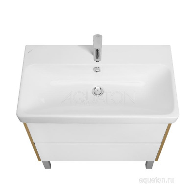 Тумба под раковину AQUATON Сканди 80 белый, дуб рустикальный 1A283001SDZ90 фото в интернет-магазине Русалия