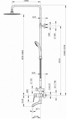 Душевая система со смесителем на ванну ECO F6111147C-A Bravat фото в интернет-магазине Русалия