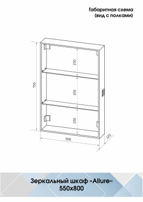 Зеркальный шкаф Allure 550х800 левый, розетка МВК002 Continent фото в интернет-магазине Русалия