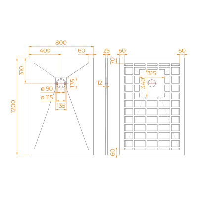 Каменный душевой поддон прямоугольный STONE TRAY-G  800x1200 фото в интернет-магазине Русалия