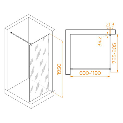 Душевая перегородка RGW WA-001 800, стекло прозрачное, профиль хром фото в интернет-магазине Русалия