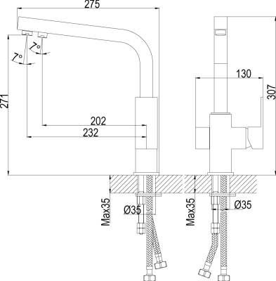 Смеситель для кухонной мойки Rossinka Z (Z35-32) фото в интернет-магазине Русалия