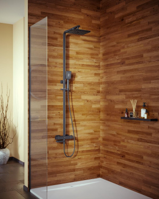 Душевая система с термостатом Timo Tetra-thermo (SX-0169/03) черный фото в интернет-магазине Русалия