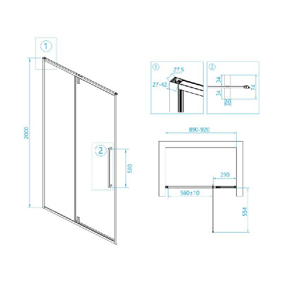 Душевая дверь RGW SV-03 900, стекло прозрачное, профиль хром фото в интернет-магазине Русалия