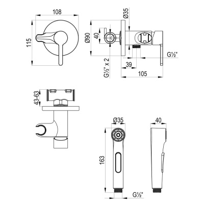 Смеситель Lemark Solo с гигиеническим душем, встраиваемый (LM7174C) фото в интернет-магазине Русалия