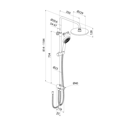 Душевой гарнитур с верхней лейкой IDDIS Zodiac X, хром (ZDX3F0Ci76) фото в интернет-магазине Русалия