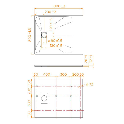 Душевой поддон прямоугольный RGW TSS-W Белый 80x100, стеклокомпозит фото в интернет-магазине Русалия