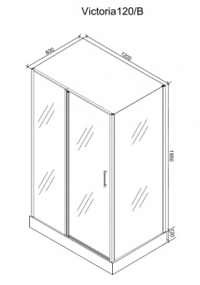 Душевой уголок прямоугольный 90х120 Victoria120B черный профиль Ceruttispa фото в интернет-магазине Русалия