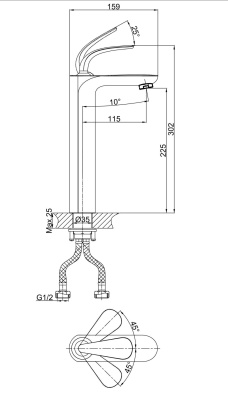 Смеситель для раковины высокий DK Venice Gondola (DA1022041) фото в интернет-магазине Русалия