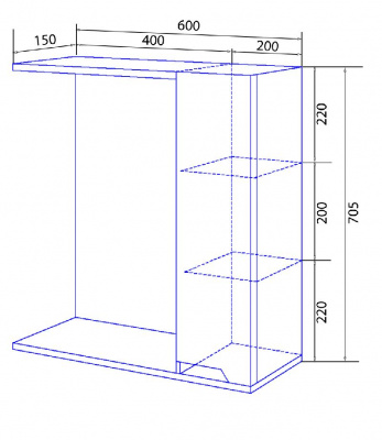 Зеркало-шкаф Loranto Mari 60 правое, без светильника (CS00086020) фото в интернет-магазине Русалия