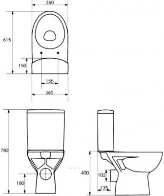 Унитаз безободковый Parva New Clean On с сиденьем-микролифт S-KO-PA011-3/6-COn-DL-w Cersanit фото в интернет-магазине Русалия