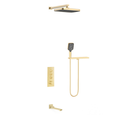 Душевой комплект VSFW-431T1RBG встраиваемый, термостатический, 3 режима, брашированное золото Vincea фото в интернет-магазине Русалия