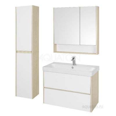 Тумба под раковину AQUATON Сканди 90 белая, дуб верона 1A251901SDB20 фото в интернет-магазине Русалия