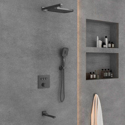 Душевой комплект VSFW-4311GM встраиваемый, 3 режима, вороненая сталь Vincea фото в интернет-магазине Русалия