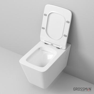 Унитаз подвесной безободковый с сиденьем микролифт GR-4414S Grossman фото в интернет-магазине Русалия