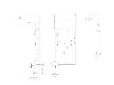 Душевая система с изливом RUSH Santiago (SUS1116-40Black) фото в интернет-магазине Русалия