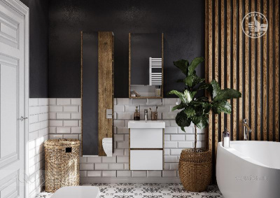 Зеркальный шкаф AQUATON Сканди 45 белый, дуб рустикальный 1A252002SDZ90 фото в интернет-магазине Русалия