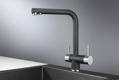 Смеситель для кухни GRANULA (2305, ЧЕРНЫЙ) фото в интернет-магазине Русалия