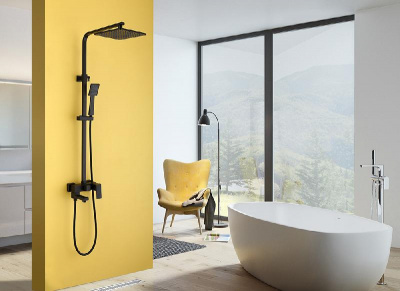 Душевая стойка ABBER Daheim AF8216B с изливом, черная матовая фото в интернет-магазине Русалия