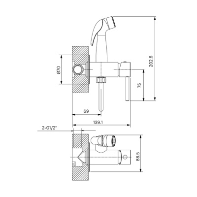 Гигиенический душ Milardo Tidy, белый матовый (001WTR0M08) фото в интернет-магазине Русалия