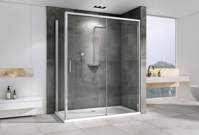 Душевой уголок ABBER Komfort AG93130-S102 100х130 прямоугольный, профиль хром, прозрачное стекло фото в интернет-магазине Русалия