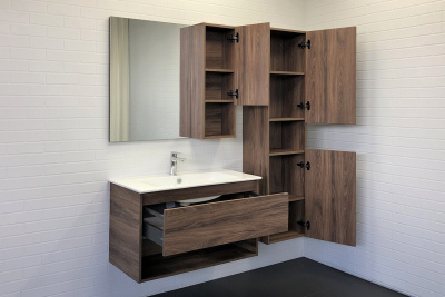 COMFORTY. Зеркало-шкаф "Бордо-90" дуб темно-коричневый фото в интернет-магазине Русалия