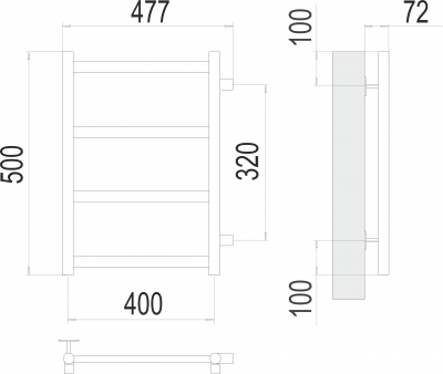 Водяной полотенцесушитель Аврора П4 400х500 бп320 4670078529855 Terminus фото в интернет-магазине Русалия