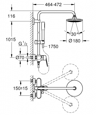 Душевая система Eurodisc Cosmopolitan 23058002 Grohe фото в интернет-магазине Русалия