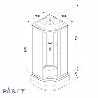 Кабина BETT921 душевая PARLY (90х90х215) фото в интернет-магазине Русалия