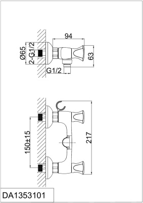 Смеситель для душа DK Hessen Grimm (DA1383101) фото в интернет-магазине Русалия