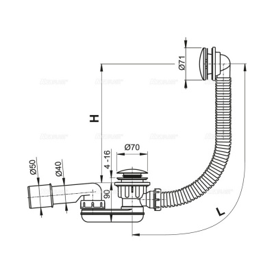 Слив-перелив автоматический для ванны A507KM Alcaplast фото в интернет-магазине Русалия