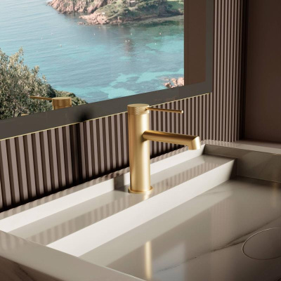 Смеситель для раковины Rim VBF-2RM1BG однорычажный, брашированное золото Vincea фото в интернет-магазине Русалия