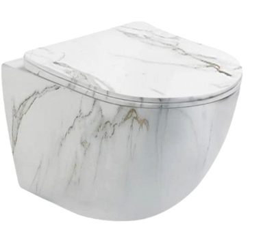 Унитаз подвесной Ceramalux 2213-K белый мрамор фото в интернет-магазине Русалия