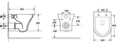 Унитаз BERNINA Aria подвесной безободковый Ceruttispa CT7191 (480х340х350) фото в интернет-магазине Русалия