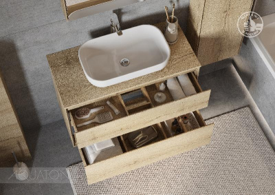 Тумба под раковину AQUATON Либерти 100 2 ящика, дуб эльвезия 1A279601LYC70 фото в интернет-магазине Русалия