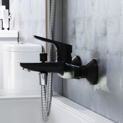 771000301 Jupiter, смеситель для ванны и душа, черный фото в интернет-магазине Русалия