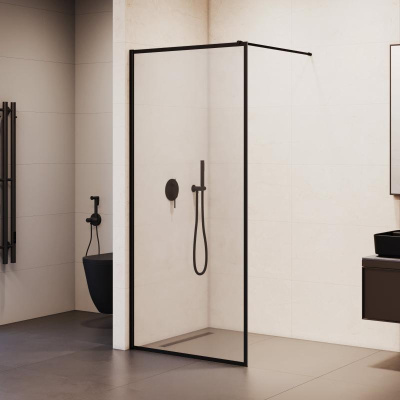 Душевая перегородка RGW WA-012B 1200, стекло с рисунком (шелкография), профиль черный фото в интернет-магазине Русалия