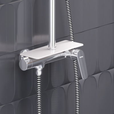 977780000 Jupiter душевая система с душевым смесителем-полкой, хром фото в интернет-магазине Русалия