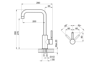 Смеситель для кухни GRANULA (ST-4033, БАЗАЛЬТ) фото в интернет-магазине Русалия